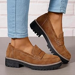 Womens Loafers Shoes Platform Chunky Penny Loafer