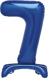 Unique Blue Standing Number 7 Foil Balloon 30 Inches Packaged