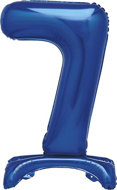 Unique Blue Standing Number 7 Foil Balloon 30 Inches Packaged