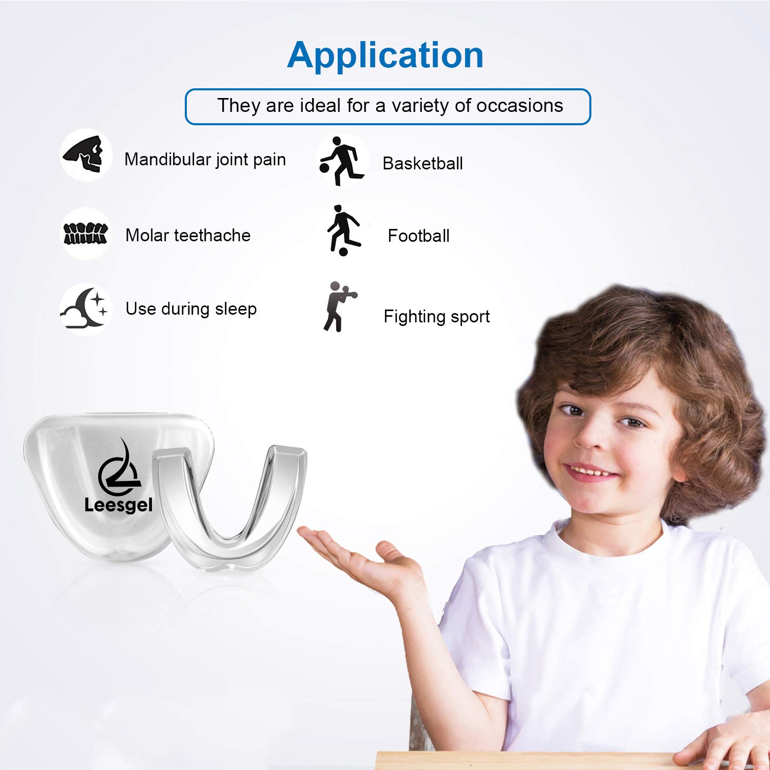 Kids Mouth Guard for Grinding Teeth, Pack of 4 Night sleep Teeth Guards, Eliminates TMJ & Teeth Clenching, Stops Bruxism, Teeth Whitening Tray, Sport Athletic Mouth Guard (kid Size only fit for kids) : Beauty