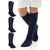 LAETAN Cotton Knee High Socks for Kids, Long School Uniform Socks for Boys Girls & Toddlers | 3 to 14 Years Old (3 Pairs)