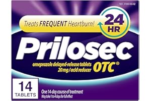 Prilosec OTC, Omeprazole Delayed Release 20mg, Acid Reducer, Treats Frequent Heartburn for 24 Hour Relief, All Day, All Night*, Heartburn Medicine, 20mg, 14 Tablets