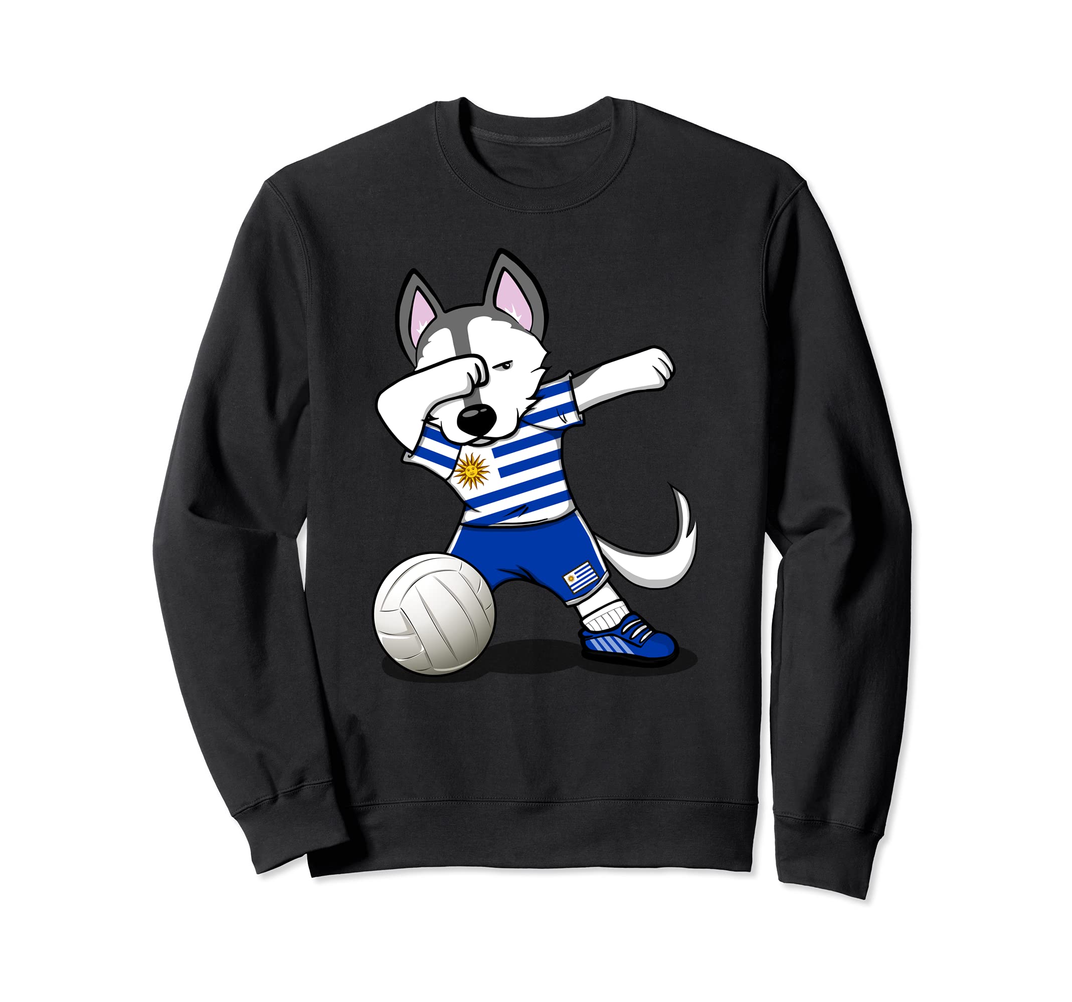 Dabbing Husky Uruguay Volleyball Fans Jersey Uruguayan Flag Sweatshirt