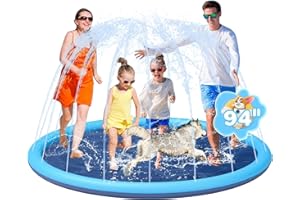 Splash Pad, YSJILIDE 94" Non-Slip Large Sprinkler Splash Play Mat for Kids and Dog, Sprinkler Pool for Outside Backyard Dog Pool