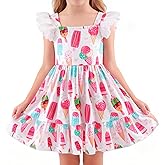 Little Girl A-Line Dress Summer Hollow Out Lace Sleeve Party Sundress Kids Casual Ruffle Hem Outfit Clothes 18Month-8Years