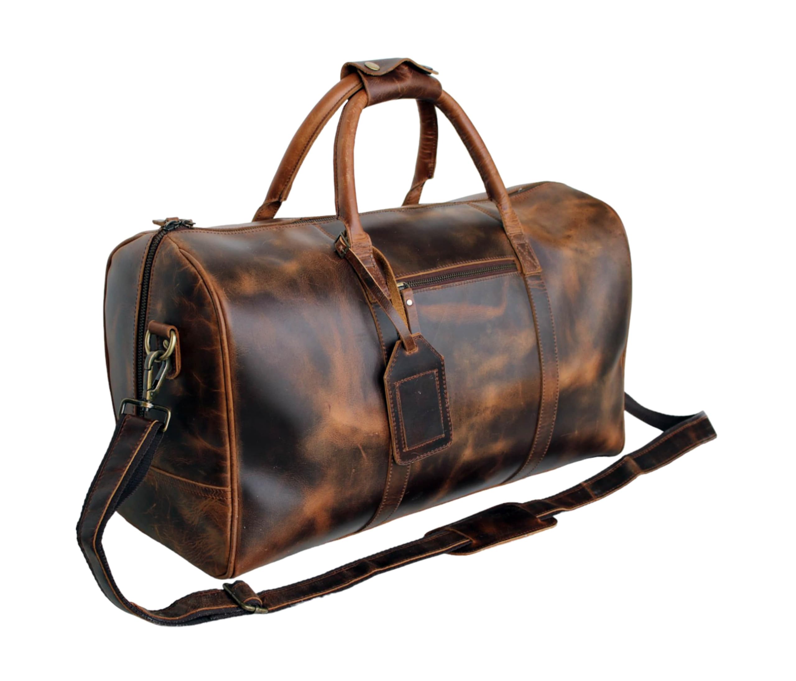 Jaald 20" Buffalo Leather Duffle Bag Travel Carry-on Luggage Overnight Gym Weekender Bag