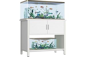 Betterhood 40-50 Gallon Fish Tank Stand, Metal Aquarium Stand with Cabinet for Fish Tank Accessories Storage, 18.9" D x 36.6" W x 32" H, 990LBS Capacity, White