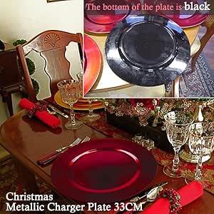 Navidad metálico de batería placa 33 cm decoración de la mesa manteles