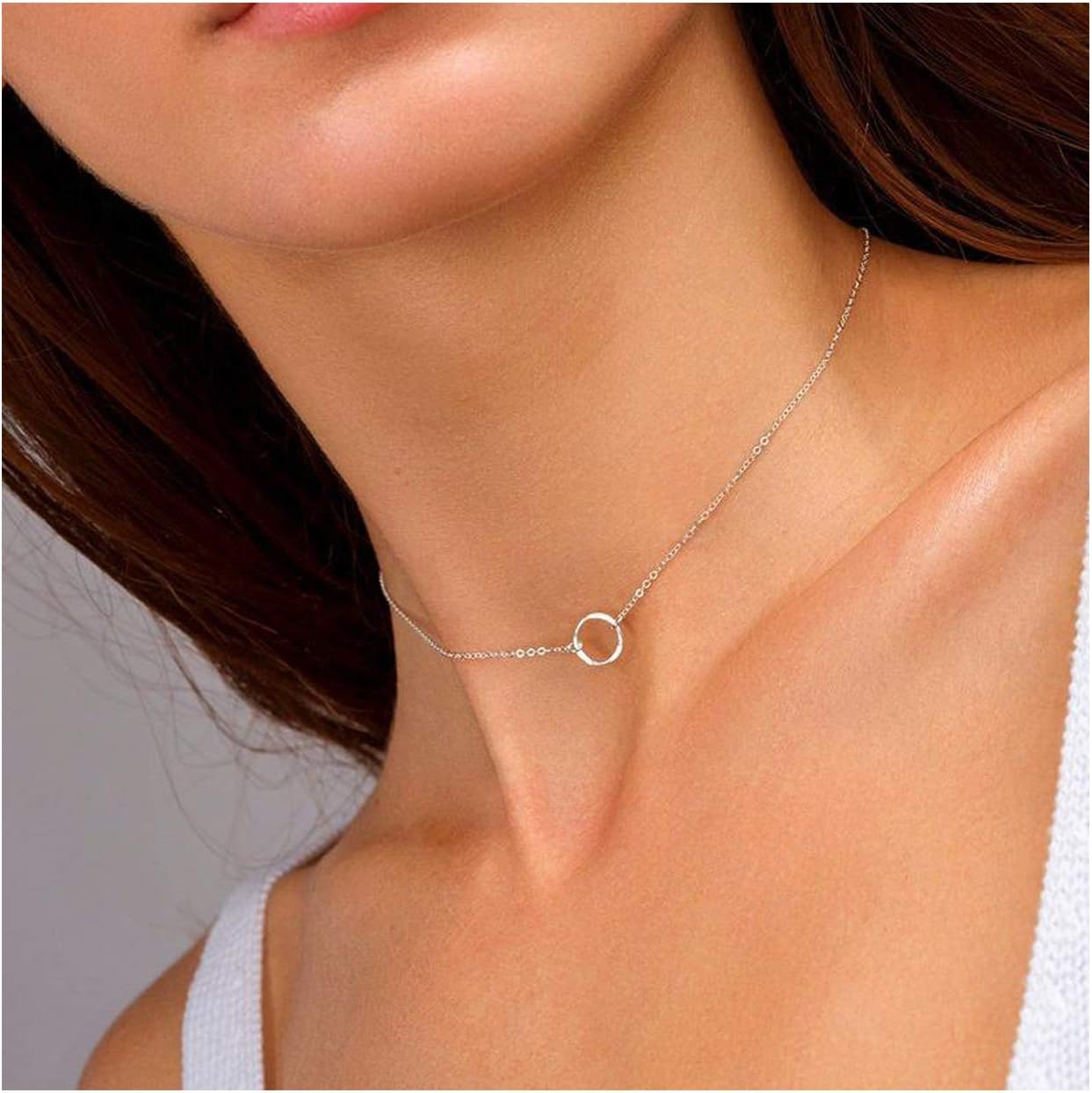 Heart Choker Necklace, Circle Choker Necklace, Star Choker Necklace, Gold Silver Dainty Choker Necklace for Women Girls Delicate Necklace Jewelry Gift