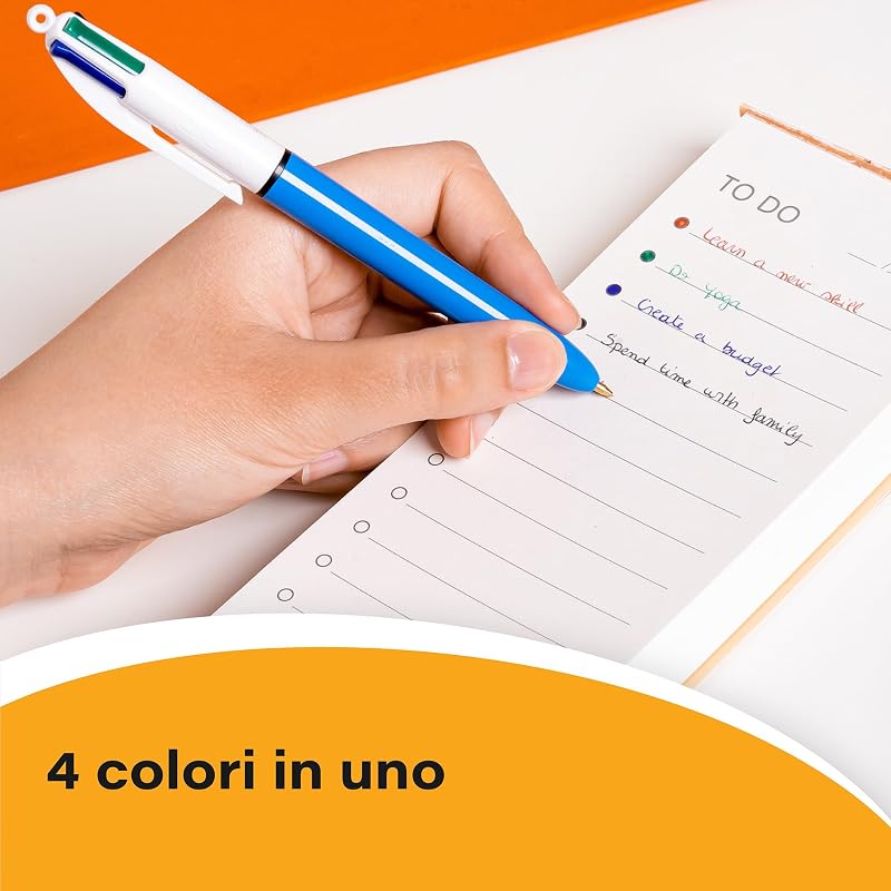 4 Colori, Penne Multicolore a Sfera, Penne a Scatto con 4 Colori, Cancelleria Scuola e Ufficio, Punta Media (1.0 mm), 12 Unità