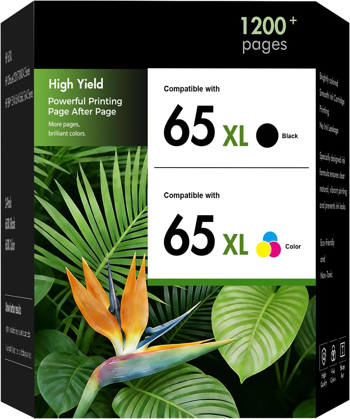 65XL Ink Cartridge Compatible Replacement for HP 65 XL (Black & Color 2 Combo Pack) | Works with HP DeskJet 3755 2600 2625 2652 2655 3700 3720 3752 3772 Envy 5000 5010 5052 5055 Printer Series