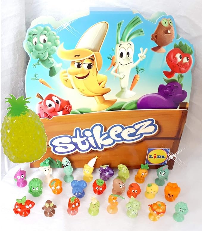 250415 Stikeez 2018 Obst & Gemüse Komplettsatz 24 Stück im Sammelalbum zum Sammeln, Schenken, Spielen
