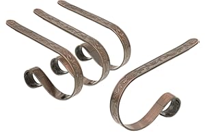 Haute Decor The Original MantleClip Stocking Holder with Holly Embossed Design- 4 Pack (Oil-Rubbed Bronze) - Christmas Stocking Hanger Adjusts to Fit Various Mantel Styles