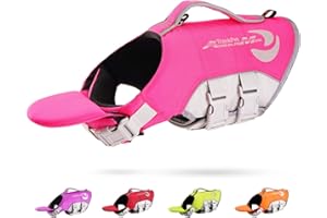 ThinkPet Dog Life Jacket, Reflective Lifesaver with Rescue Handle, Adjustable Floating Vest,High Buoyancy Aid Dog Saver Small Pink