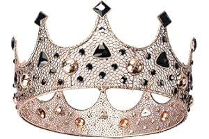 S SNUOY Gold King Crown Vintage Royal Crowns for Men Birthday Crowns with Black Rhinestone Wedding Cosplay Homecoming Prom Party Headband