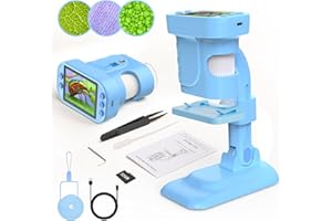 VFU Microscope for Kids - Digital Microscope with 2.8 Inch Screen for Girls Boys Birthday Gifts - 300x Zoom Mini Kids Microscope Camera Science Kits for Kids, STEM Kit Toys for Age 5-7 8-12