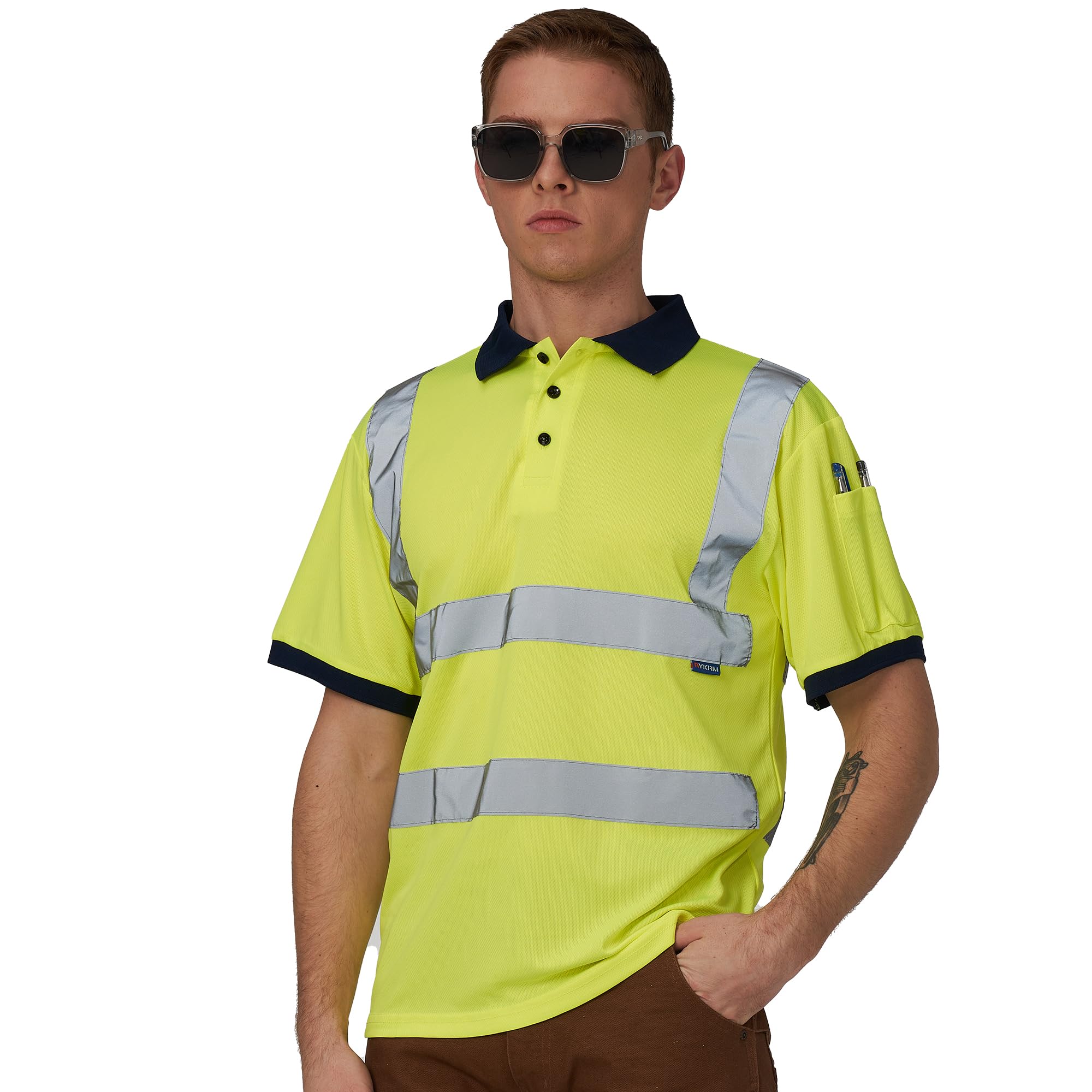 Photo 1 of A-SAFETY High Visibility Safety T Shirt Reflective Yellow Orange Short Sleeve Polo Shirt (Yellow XS)