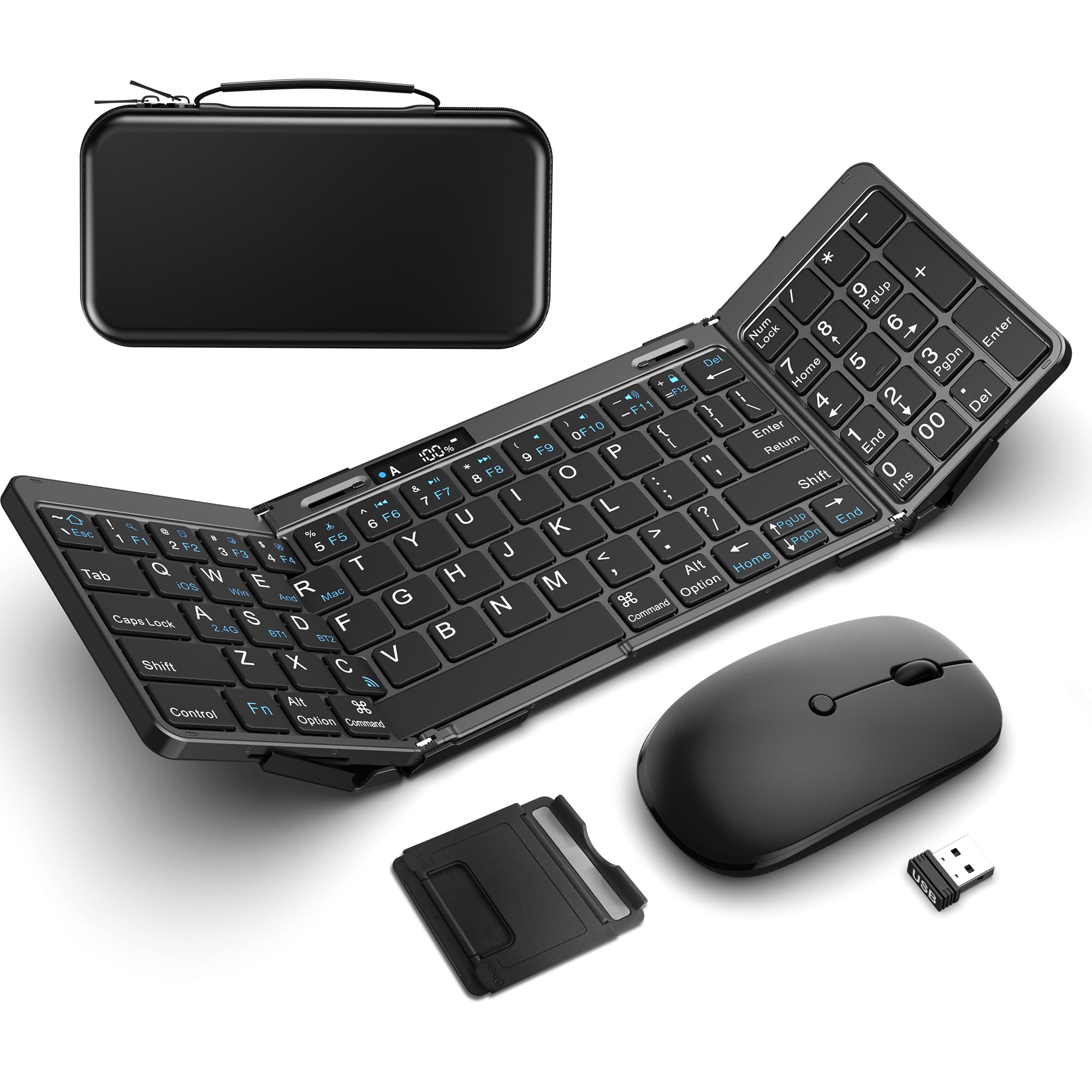 Photo 1 of ** SOLD AS IS, NO REFUND/RETURN** SEE COMMENTS!
Foldable Keyboard and Mouse, EDJO Folding Keyboard Mouse Combo with Portable Case, 2.4G Wireless & Bluetooth, USB-C Rechargeable Travel Combo for Windows, Mac OS, iOS, Android PC/Laptop (Black)
