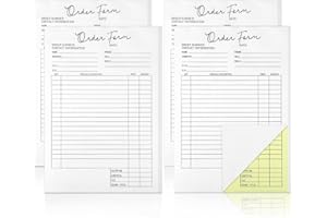 Spakon 4 Pack Order Forms Book for Small Business Carbonless Receipt Book 5.5 x 8.5 Inches 2 Part Order Form Pad Sales Invoice Book Duplicate Copy Purchase for Cake Bakery 25 Sets Each
