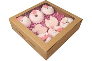 CAPKYKE 12pcs 9x9x2.5 Inches Brown Pie Box Bakery Boxes with Window Cookie boxes Treat Boxes Dessert Boxes Donut Boxes Muffin Boxes for Pastry Candy Small Cake Cupcake for Gift Giving Party