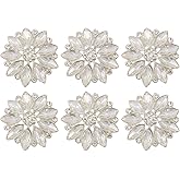 CHGCRAFT 6Pcs Rhinestone Buttons Alloy Flower Rhinestone Shank Buttons DIY Handmade Accessories for Crafts Wedding Party Silver