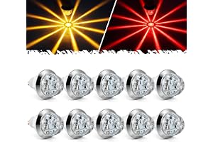 Partsam 10Pcs 3/4 Inch Amber Red Mini LED Watermelon Lights, 12V Dual Colors Turn Signal Indicators Clearance Tail Grille Side Marker for Trailer Truck RV Pickup Bus Waterproof