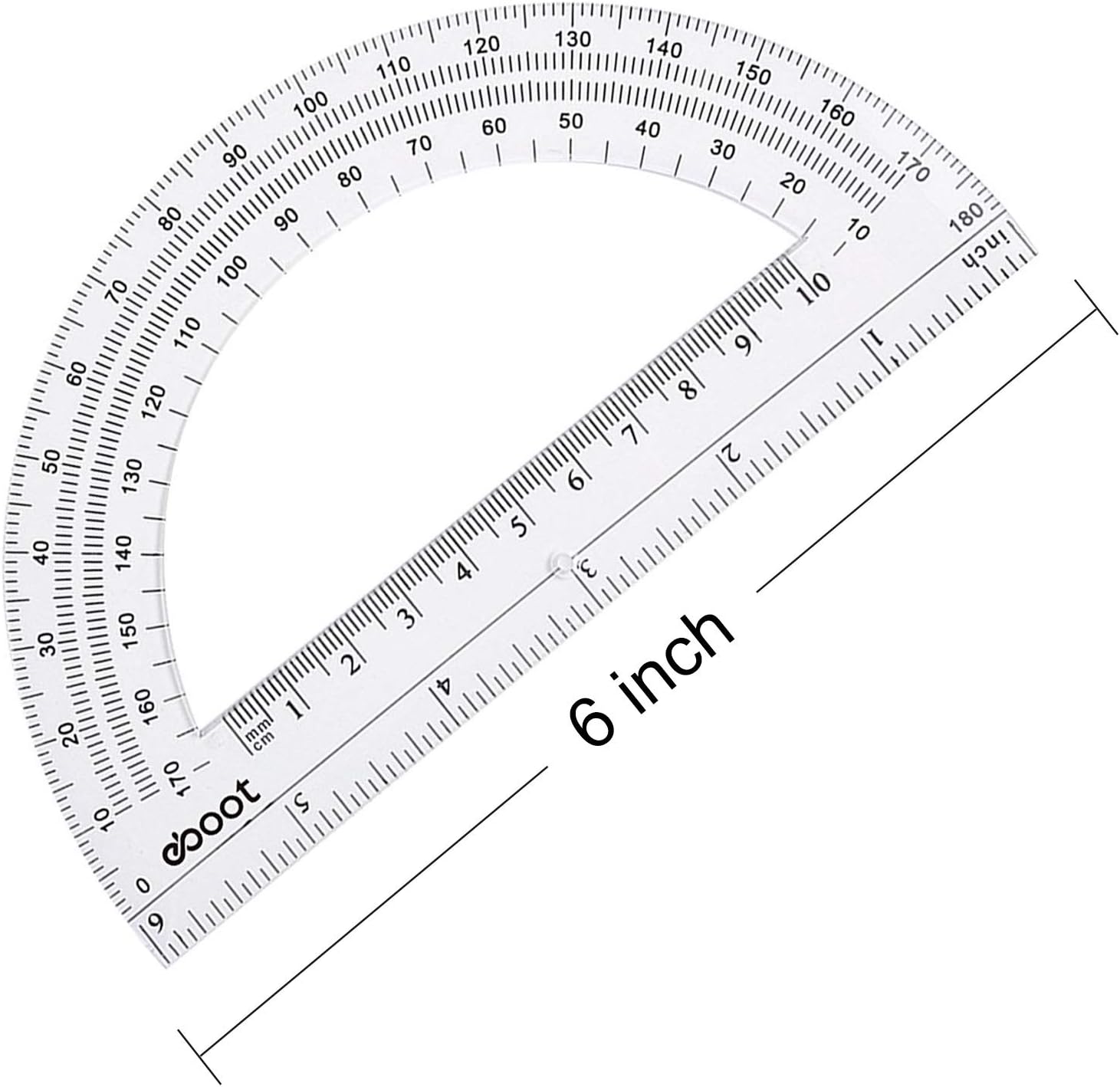 eBoot Plastic Protractor 180 Degree, 4 Inch and 6 Inch, Clear, 2 Pieces : Office Products