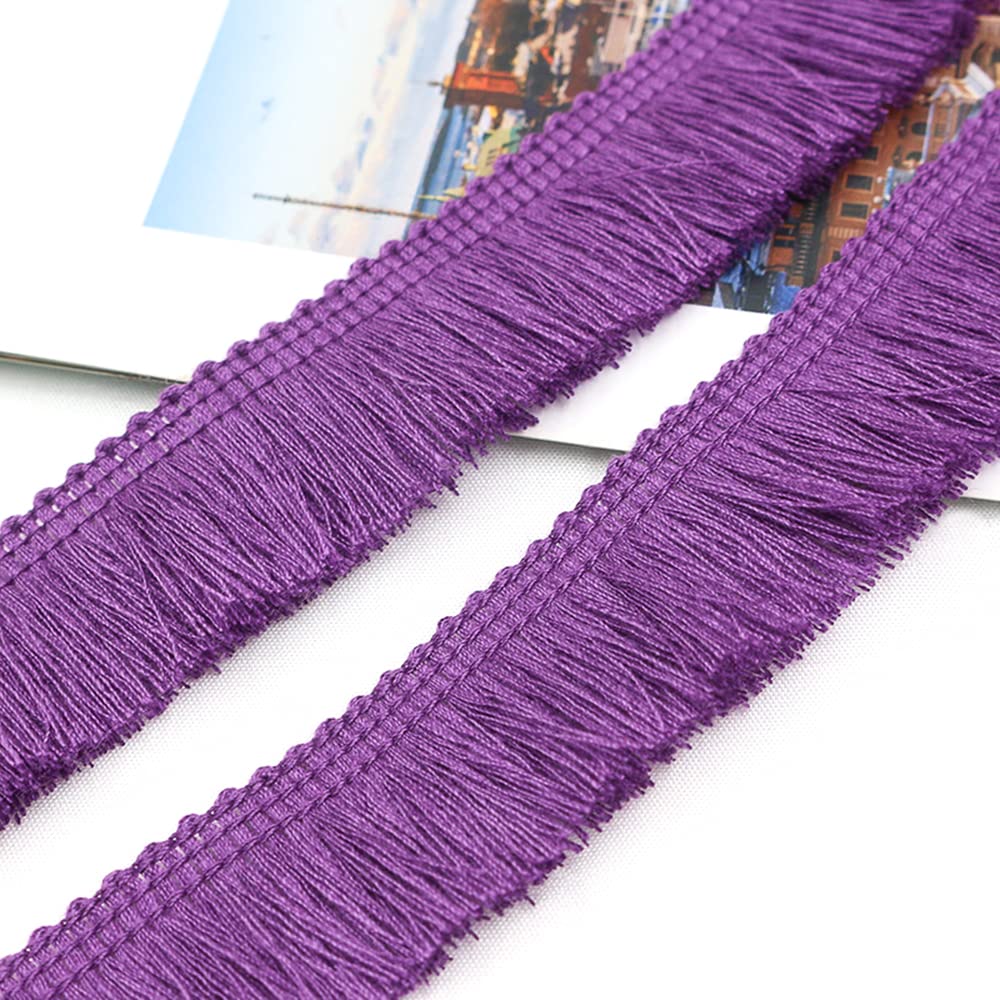 3 Metres 2.5 cm Tassel Fringe Tape Cut Fringe Decorative Ribbon Border Dance Fringe Sewing Accessories for Clothes,Costumes,DIY Sewing,Curtains,Tablecloths,Table Runners,Decoration,Dark Purple