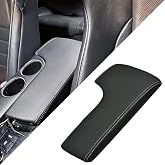 SecosAutoparts Leather Center Console Lid Armrest Cover Compatible with Lexus IS250 IS300 IS350 2014 2015 2016 2017 Black Leather White Stitching