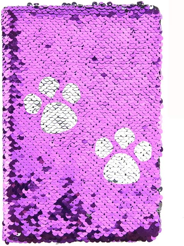 Gino A5 Reversible Sequin Notebook, 1 x Purple (8.3x5.6x0.8 inches), 78 pages, Blank Book for Journal Writing