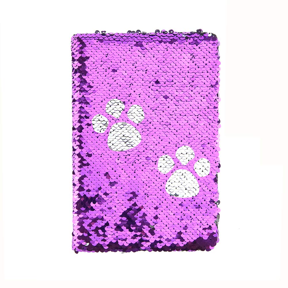 Gino A5 Reversible Sequin Notebook, 1 x Purple (8.3x5.6x0.8 inches), 78 pages, Blank Book for Journal Writing
