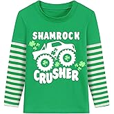 Kids St Patricks Day Shirt Boys Girls Saint Patrick's Shamrock Clover Lucky Graphic Tees Toddler Long Sleeve T-Shirt Tops