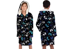 US ANGELS Hooded Plush Robe For Boys- Fluffy Winter PJ Robe With Pockets, Hoodie & Belt- Boys And Teens’ Ultra-Soft Bathrobe