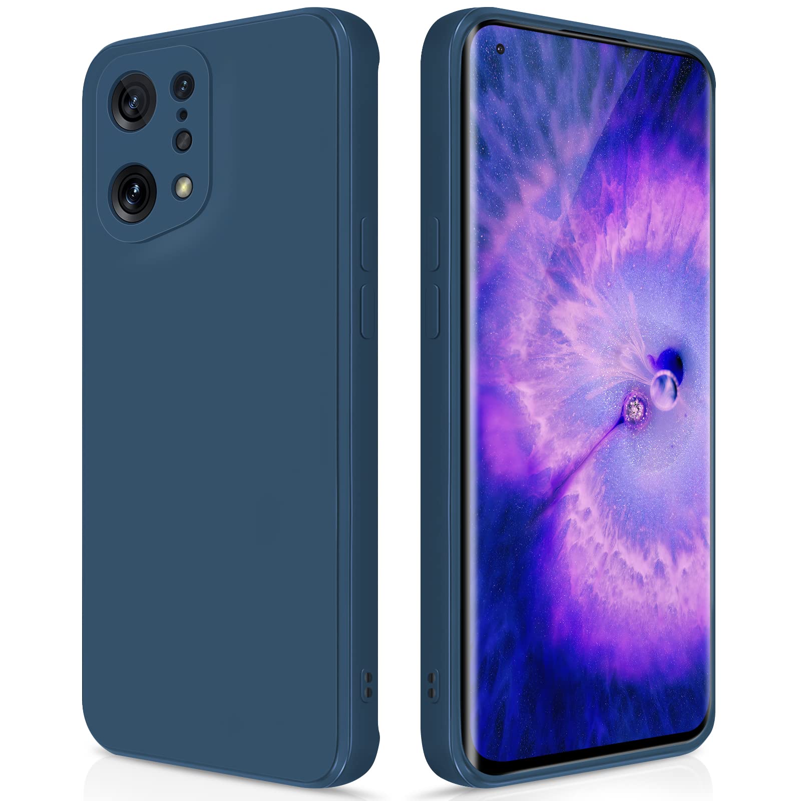 GiiYoon Case Compatible with OPPO Find X5, Silky-Soft Touch Full-Body Protective Phone Silicone Case, Shockproof Cover with Microfiber Lining, Blue — image 1