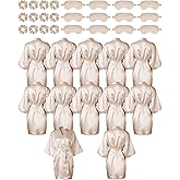 8 or 12 Pack Satin Robes Women Silky Robe Bulk with Sleeping Mask Hair Tie Sets Kimono Bathrobes for Birthday Wedding Party