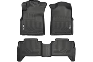 Husky Liners Weatherbeater Floor Mats | Fits 2005 - 2015 Toyota Tacoma Double Cab (Footwell Coverage) | Front & 2nd Row, 3-pc Black - 98951