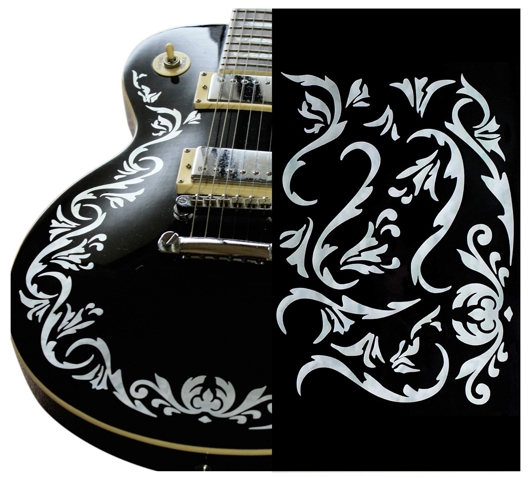 Inlaystickers for Guitars & Bass - Bob Weir's Cowboy Fancy Vines - White Pearl, B-171CF-WT