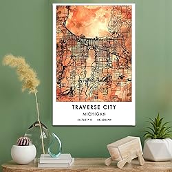 Traverse City Map Poster, Michigan Map Art