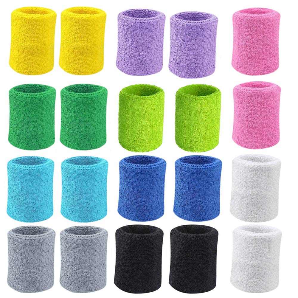 Photo 1 of 10 Pairs Sports Wristbands, Wrist Sweatbands for Men & Women, Stretchy & Sweat Absorbing Cotton Terry,Perfect for Basketball, Football, Tennis, Soccer, Running & Working Out