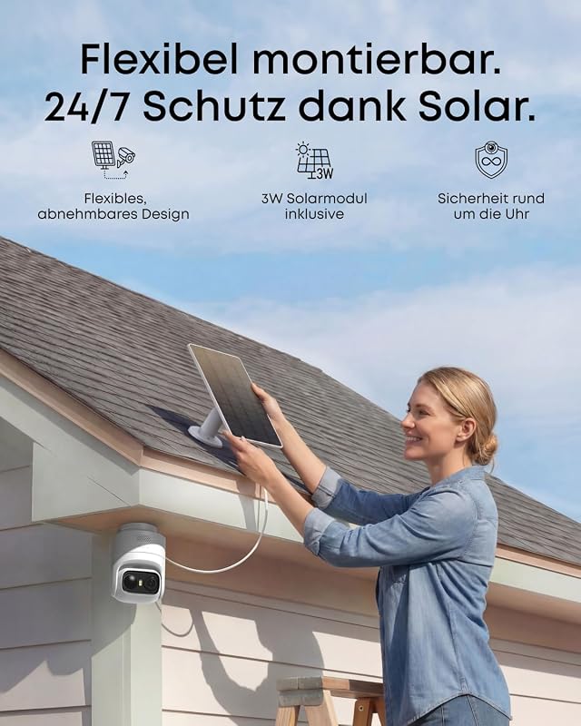 eufyCam C37, Überwachungskamera Außen, Farbnachtsicht, ohne Abo, Solar