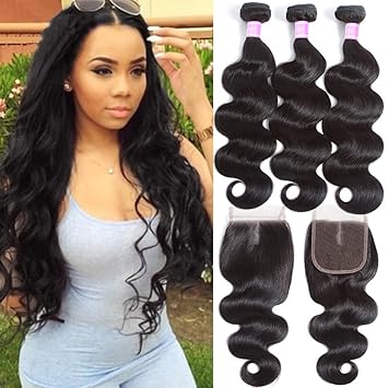Amazon Com Flady Human Hair Bundles With Closure Brazilian Body