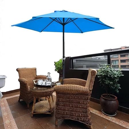 Amazon Com Leesons Inc 8 Ft Blue Patio Umbrella Aluminum Crank Tilt Deck Sunshade Cover Outdoor Yard Beach Garden Outdoor