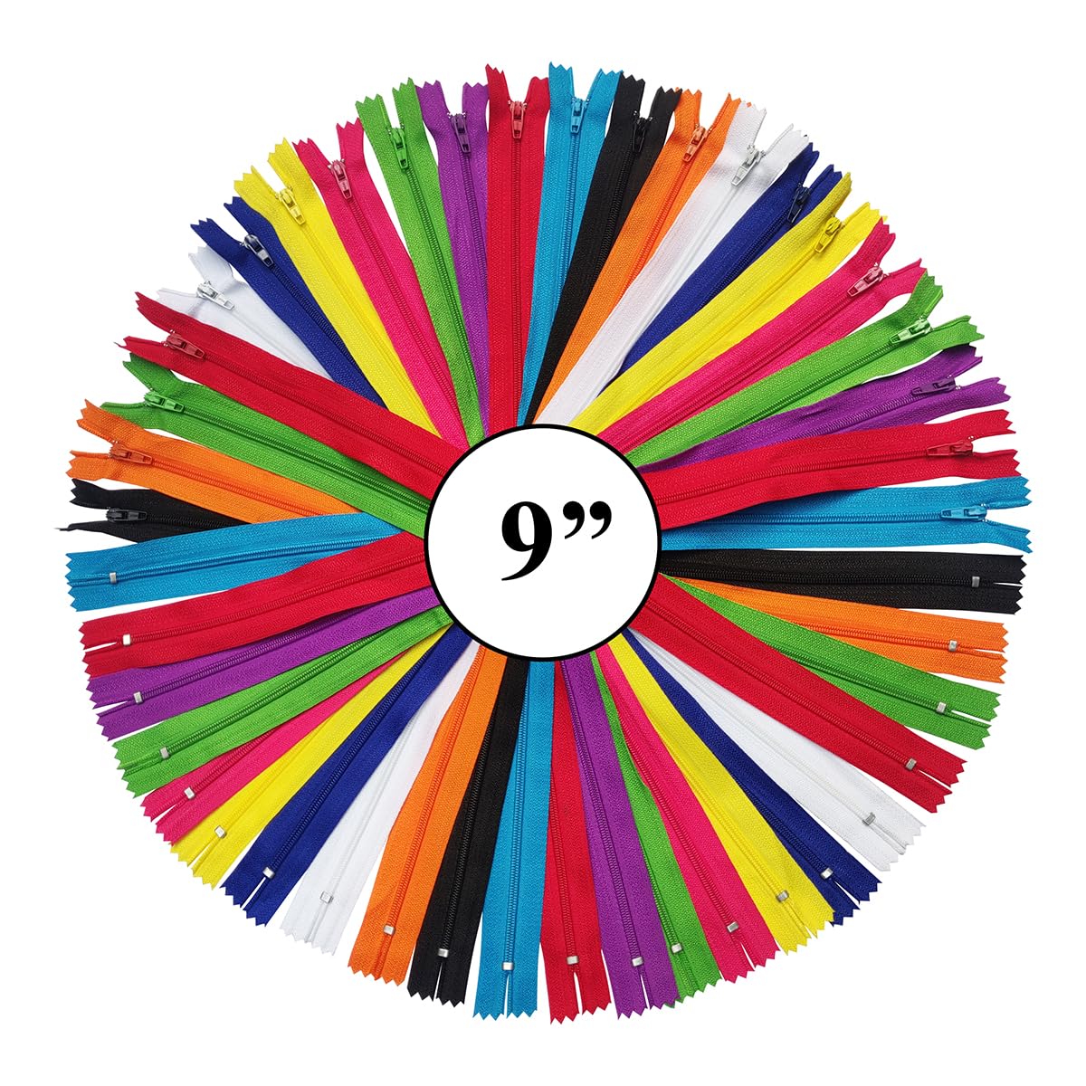 KGS Nylon Zipper for Sewing Crafts | 10 Assorted Colours | Size: 9 Inch / 23 cm | 10 Zippers/Pack | Multicolor #3 Zippers for Sewing Supplies and Replacement in Bags, Pouches, Skirts, Dresses