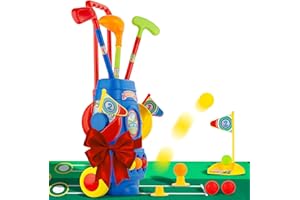 ToyVelt Toddler Golf Set - Kids Golf Clubs with 6 Balls, 4 Golf Sticks, 2 Practice Holes and a Putting Mat - Promotes Physical & Mental Development (Blue)
