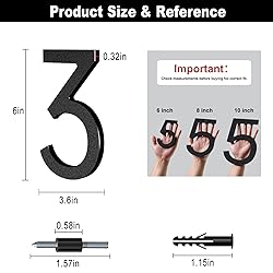 6 Inch Self-adhesive House Numbers, Modern Floating