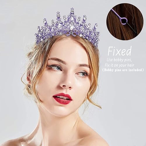 Diadème Anniversaire ElevateTech Diadème Rose - Couronne De Mariée Et Princesse - Accessoire Cheveux Pour Fêtes Couronne Strass