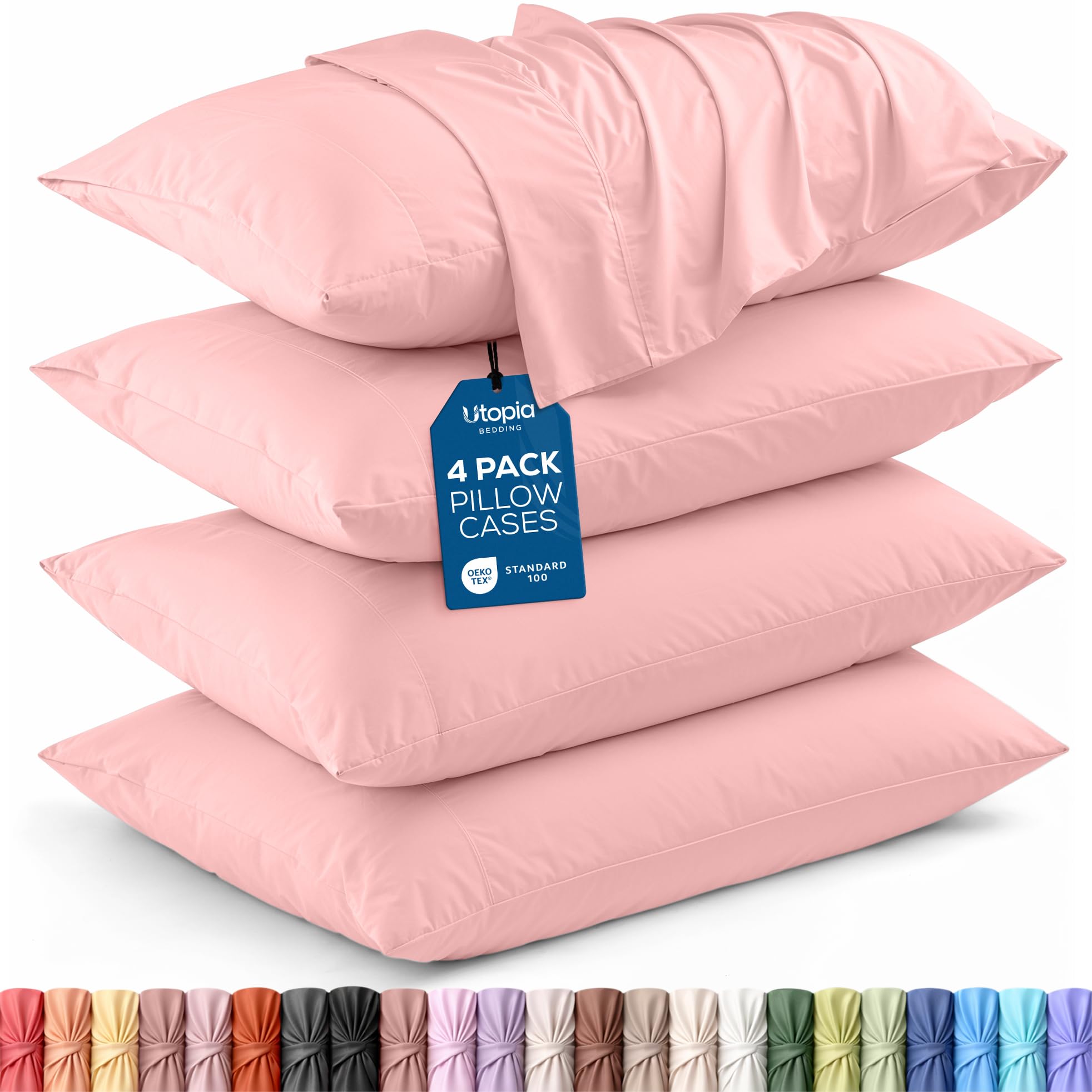 Utopia Bedding Queen Pillow Cases - Pack of 4 - Envelope Closure - Soft Brushed Microfiber Fabric - Shrinkage and Fade Resistant Pillow Covers Queen Size 20 X 30 Inches (Pink) — image 1