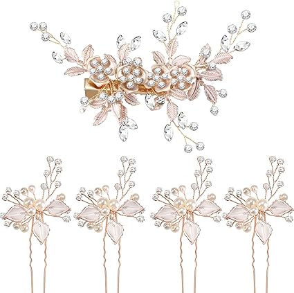 5 Pieces Bridal Rhinestone Hair Pins Wedding Hair Clips Bridal