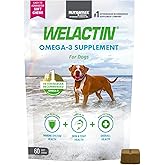 Nutramax Welactin Omega 3 Fish Oil for Dogs, Skin and Coat Health Supplement, Plus Immune and Overall Health, Premium Omega 3 Fatty Acids, Multivitamin For Dogs, Soft Chews, 60 Count