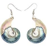 Swimmi Natural Mother of Pearl Shell Earrings, Handmade Dangle Drop 925 Sterling Silver Mother of Pearl Earrings for Women Jewelry AA419-A